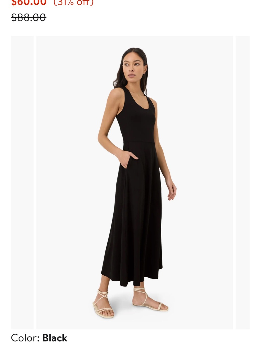 Pact Black Sleeveless Maxi Dress with Pockets